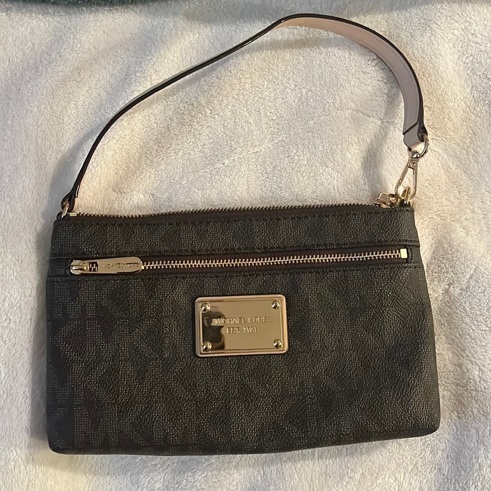 Michael Kors clutch with strap - brown/gold